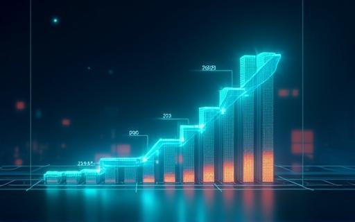 Diagram som visar en uppåtgående kurva och siffror, indikerar ökad prestation.